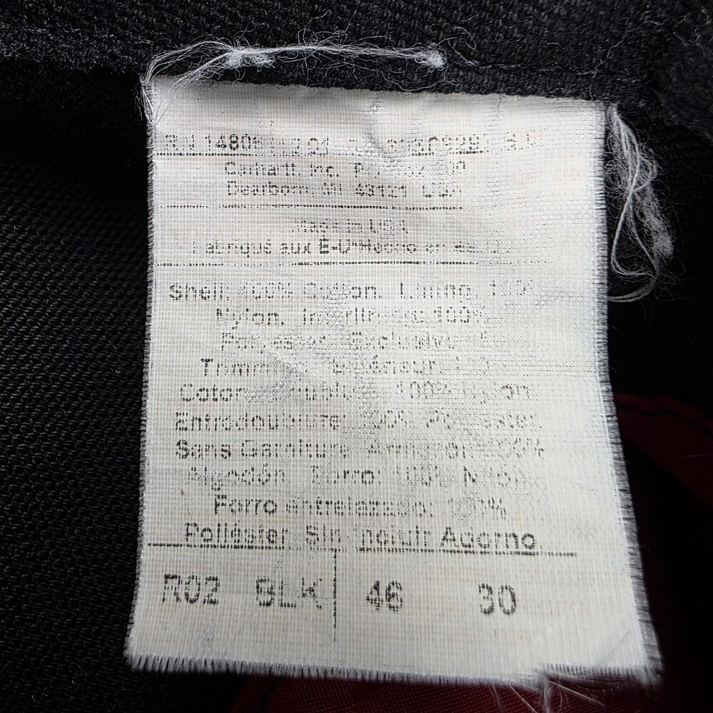 Carhartt Bib Overalls Mens 46x30 Black Duck Insulated Double Knee USA R02 BLK - Picture 2 of 16